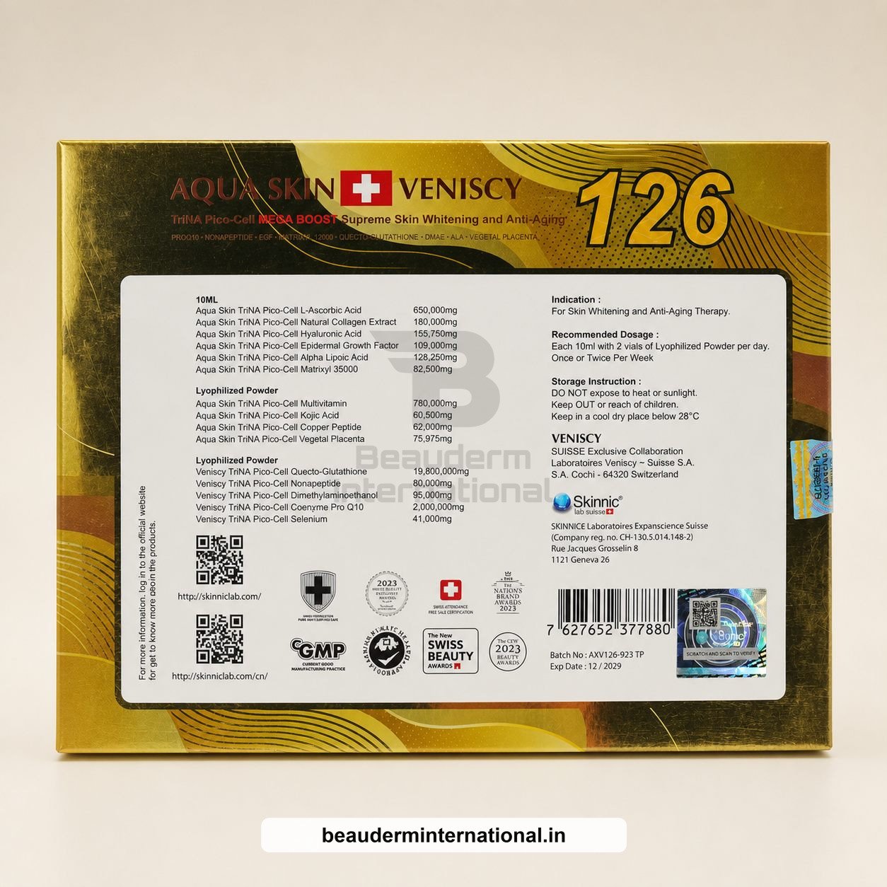 Aqua Skin Veniscy 126 professional skincare product – Beauderm International