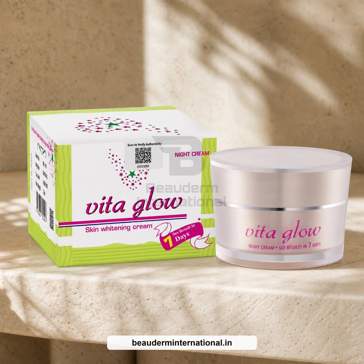 Vita Glow Skin Whitening Night Cream professional skincare product – Beauderm International