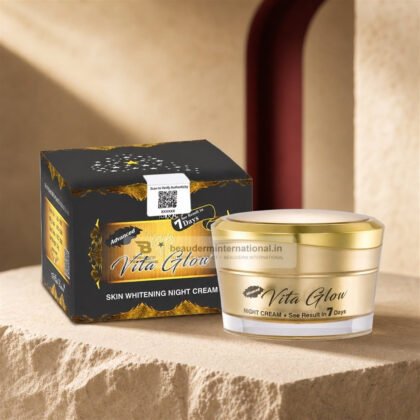 Advanced Vita Glow Skin Whitening Night Cream in a premium studio setting