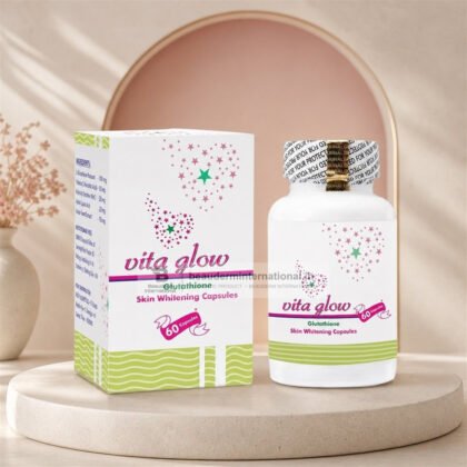 Vita Glow Glutathione Skin Whitening Capsules in a premium studio setting