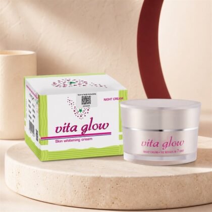 Vita Glow Skin Whitening Night Cream in a premium studio setting
