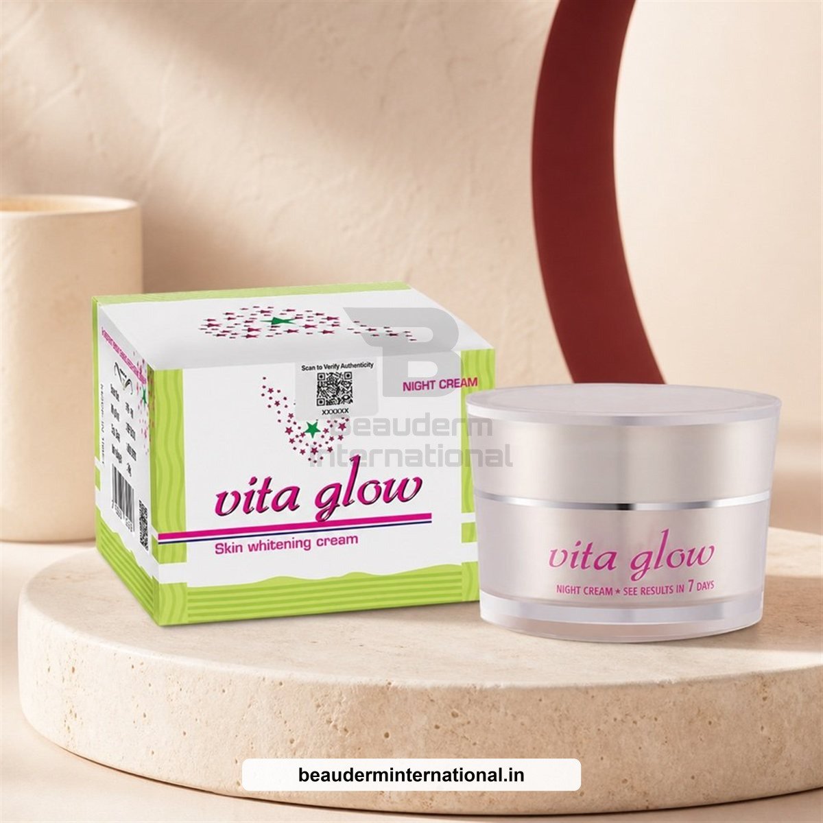 Vita Glow Skin Whitening Night Cream professional skincare product – Beauderm International