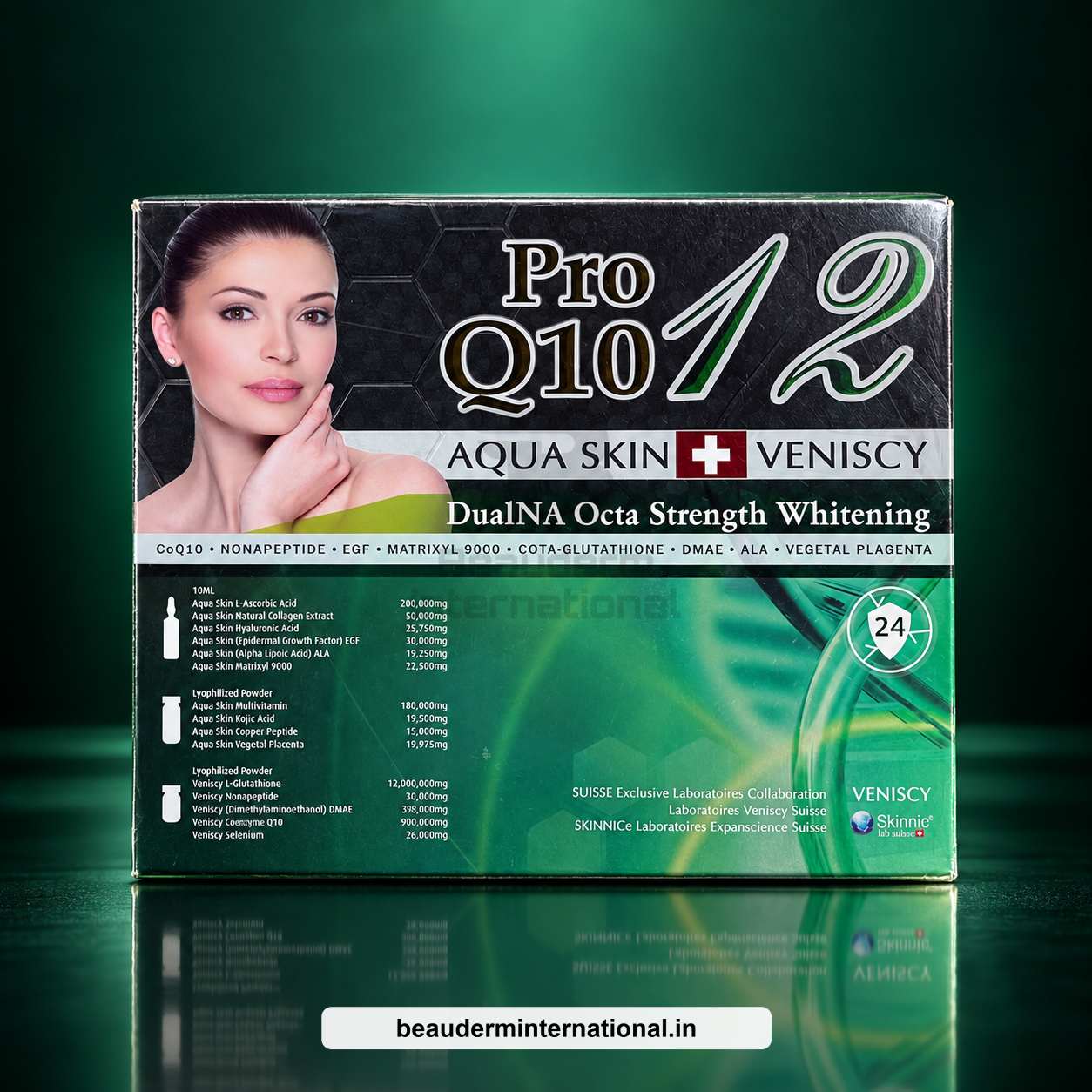 Aqua Skin Veniscy 12 Pro Q10 – DualNA Octa Strength Whitening professional skincare product – Beauderm International