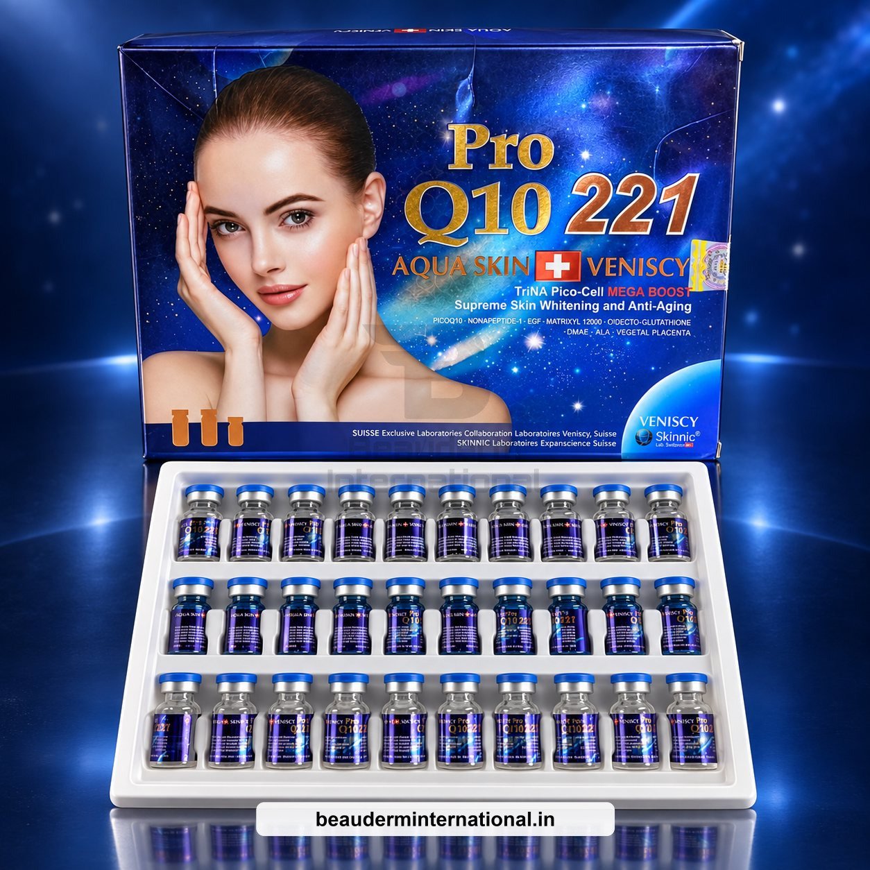 Aqua Skin Veniscy Pro Q10 221 – TriNA Pico-Cell Mega Boost professional skincare product – Beauderm International