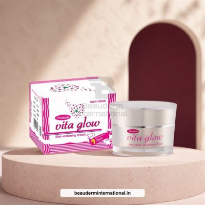 Pinkish Vita Glow Skin Whitening Night Cream in a premium studio setting